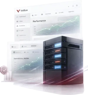 Suporte humano e infraestrutura premium NVMe da Vollux.